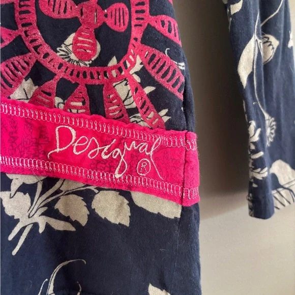 Desigual Navy and Pink Floral Long Sleeve Tee - Picture 5 of 5